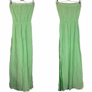 Splendid Strapless Maxi Dress Green Mint Side Slit XS Extra Small